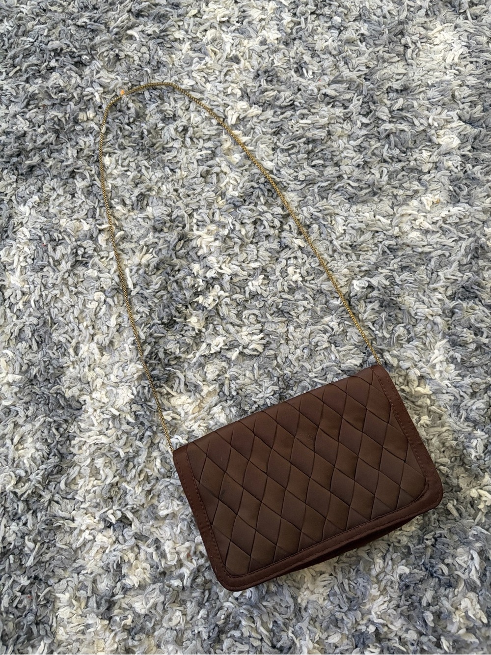 Vintage Walborg Brown Quilted Chain Strap Evening Bag